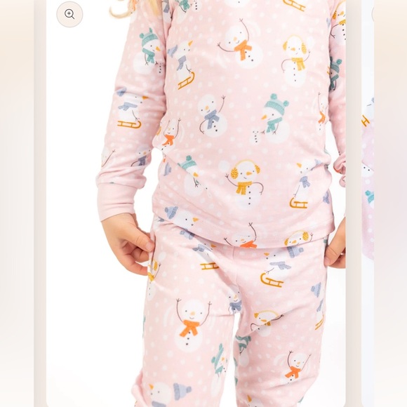 Tiny Jams Pink Snowman Bamboo Long Sleeve 2 Piece Pajama Set NWT - Picture 3 of 10
